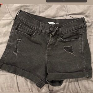 Old Navy Charcoal Jean Shorts Distressed Cuffed Hem